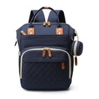 Diaper Backpack Quilted Large Capacity Baby Bag with Leather Accents