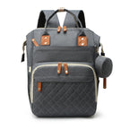 Diaper Backpack Quilted Large Capacity Baby Bag with Leather Accents