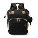 Diaper Backpack Quilted Large Capacity Baby Bag with Leather Accents